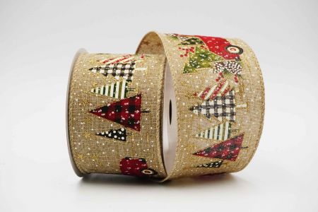 Red Vintage Trucks, Trees with Gifts Ribbon-KF6812GC-14-183__Natural